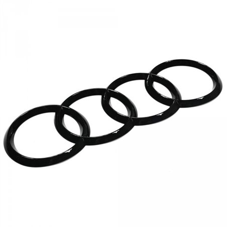 Emblème Audi Original Black Edition avec anneaux noirs et logo Blackline  noir.