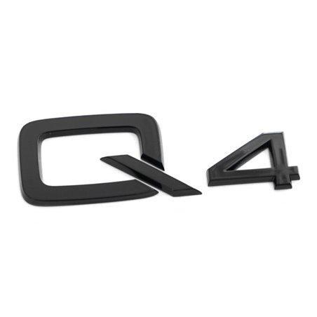Emblème exclusif de la Black Edition Audi Q4 en lettres noires de tuning.