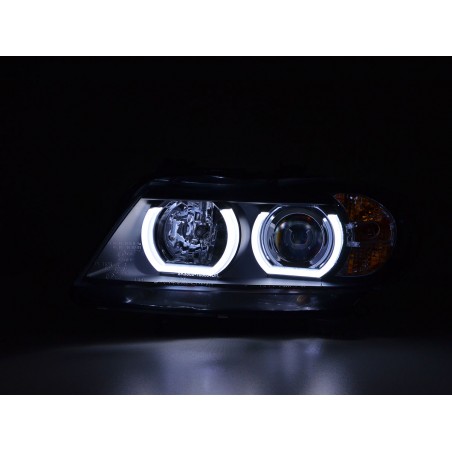 Phare Daylight LED DRL look BMW Série 3 E90 / E91 05-08 noir