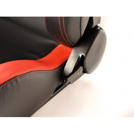 Sièges sport FK Sièges demi-coque pour voiture Set Brême simili cuir noir / rouge aspect carbone