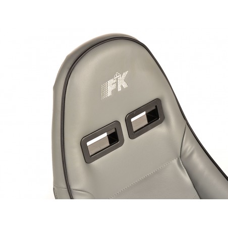 Sièges sport FK Sièges demi-coque pour voiture Set Dortmund cuir artificiel passepoil gris blanc