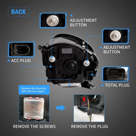 VLAND LED Phares compatibles pour Mini Cooper One JCW F55 F56 Hatch F57 convertible 2014-2020 Union Jack Feux Avant, DRL avec
