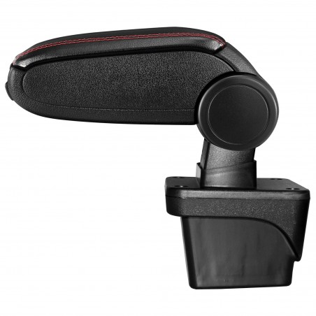 HTD077 + LC502 Centre Armrest VW Polo 6 with Storage Compartment Imitation Leather Black with Red Stitching [pro.tec]