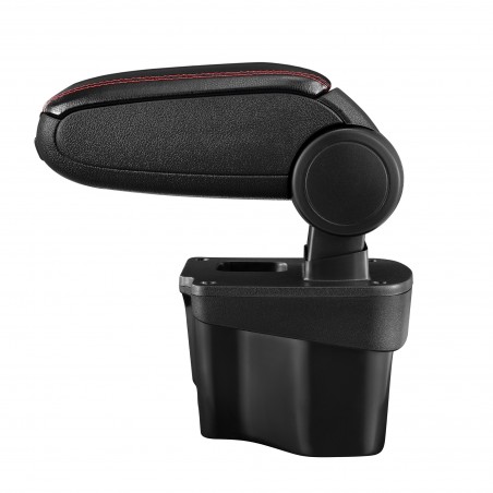 HTD064 + LC502 Centre Armrest Kia Rio 3 with Storage Compartment Imitation Leather Black with Red Stitching [pro.tec]