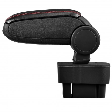 HTD005 + LC502 Centre Armrest Opel Corsa D with Storage compartment Imitation Leather Black with Red Stitching [pro.tec]