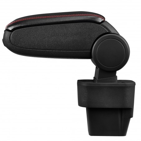 HTD007 + LC502 Centre Armrest Opel Astra H with Storage Compartment Imitation Leather Black with Red Stitching [pro.tec]