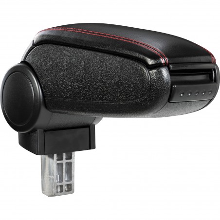 HTD016 + LC502 Centre Armrest Fiat 500 with Storage compartment imitation Leather Black with Red Stitching [pro.tec]