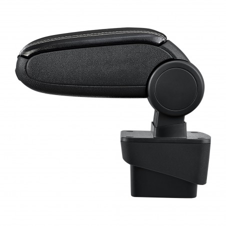 HTD042 + LC503 Centre Armrest Audi A1 with Storage Compartment Imitation Leather Black with White Stitching [pro.tec]
