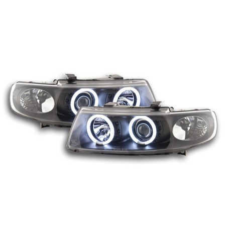 Kit Feux Phares Avant Audi A6 C6 04.04-08 Angel Eyes Led Noir