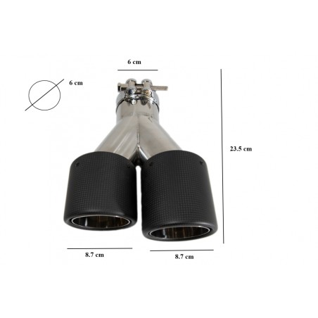 Universal Dual Twin Exhaust Muffler Tips Carbon Fiber Matte Finish Inlet 6cm/2.36inch