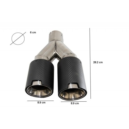 Universal Exhaust Muffler Tip Carbon Fiber Matte Finish LH Inlet 6cm/2.36inch