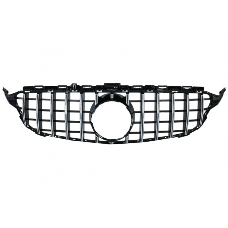 Front Grille suitable for Mercedes C-Class W205 S205 (2014-2018) GT-R Panamericana Design Crom Without Camera