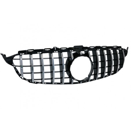 Front Grille suitable for Mercedes C-Class W205 S205 (2014-2018) GT-R Panamericana Design Crom Without Camera