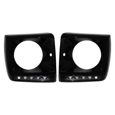 Black Headlights Covers with LED DRL Black Daytime Running Lights suitable for Mercedes G-Class W463 (1989-2012) G65 Design