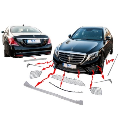 Body Kit Package Ornaments Chrome Moldings suitable for Mercedes S-Class W222 (2013-up) S65 Design