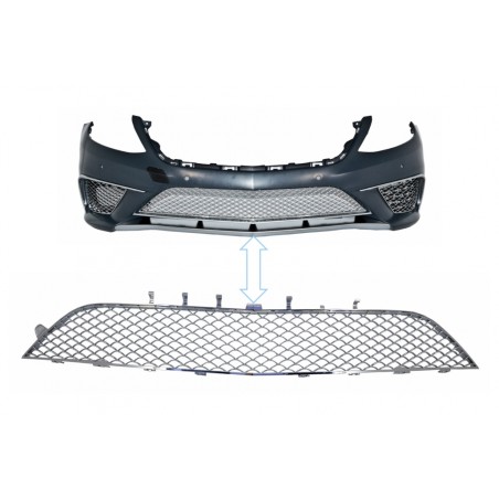 Front Bumper Chrome Central Lower Grille suitable for Mercedes S-Class W222 (2013-2017) S65 Design