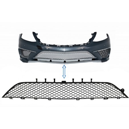 Front Bumper Central Lower Grille suitable for Mercedes S-Class W222 (2013-2017) S63 Design Piano Black