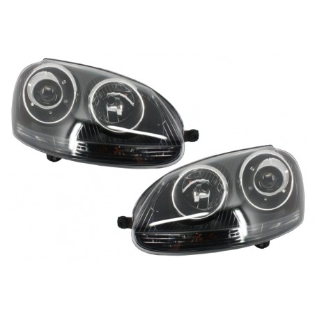 Xenon Look Headlights RHD suitable for VW Golf 5 V Mk5 (2003-2007) Jetta (2005-2010) GTI R32 Black Edition