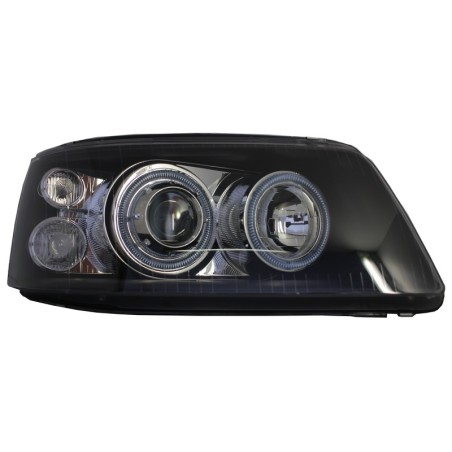 Headlights Dual Halo Rims suitable for VW Transporter T5 (04.2003-08.2009) Angel Eyes Black