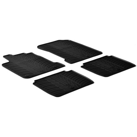 Set tapis de caoutchouc sur mesure pour Renault Latitude automate (T profil 4-pièces + clips de montage)