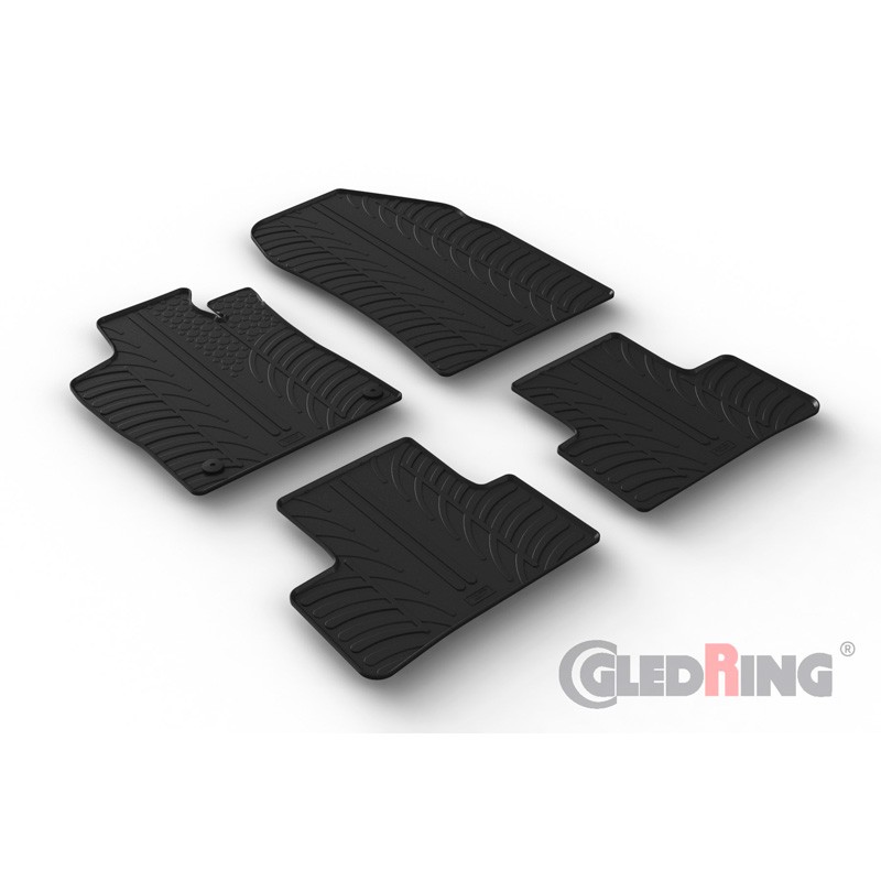 Set De Tapis Caoutchouc Pour Citroën C4 III MHEV 2024- - 4 Pièces, Sur Mesure, Bords Relevés 13 Mm - Design Inspiré Pneu