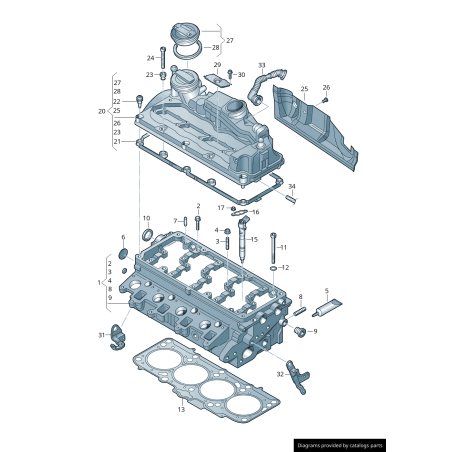 Tête de cylindre nue CJAA - Pièces d'origine VW/Audi 03L103351J
