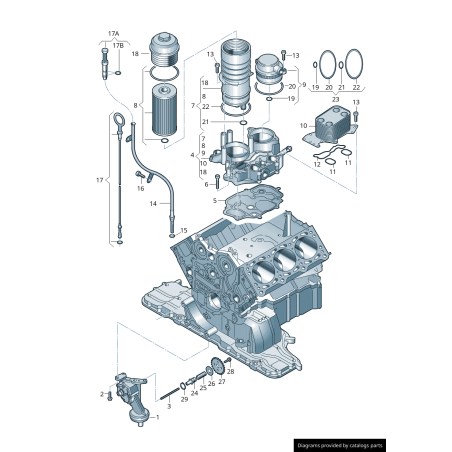 Jauge d'huile moteur pour moteur diesel à cylindre - Pièces d'origine Audi  059115611T
