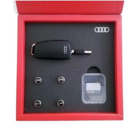 Boîte cadeau Clé USB 8 Go Bouchons de valve en aluminium Carte 16 Go - Pièces d'origine Audi 8R0063827K