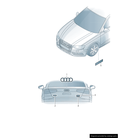 Emblème de badge chromé S1 pour coffre arrière - Pièces d'origine Audi 8X08537352ZZ