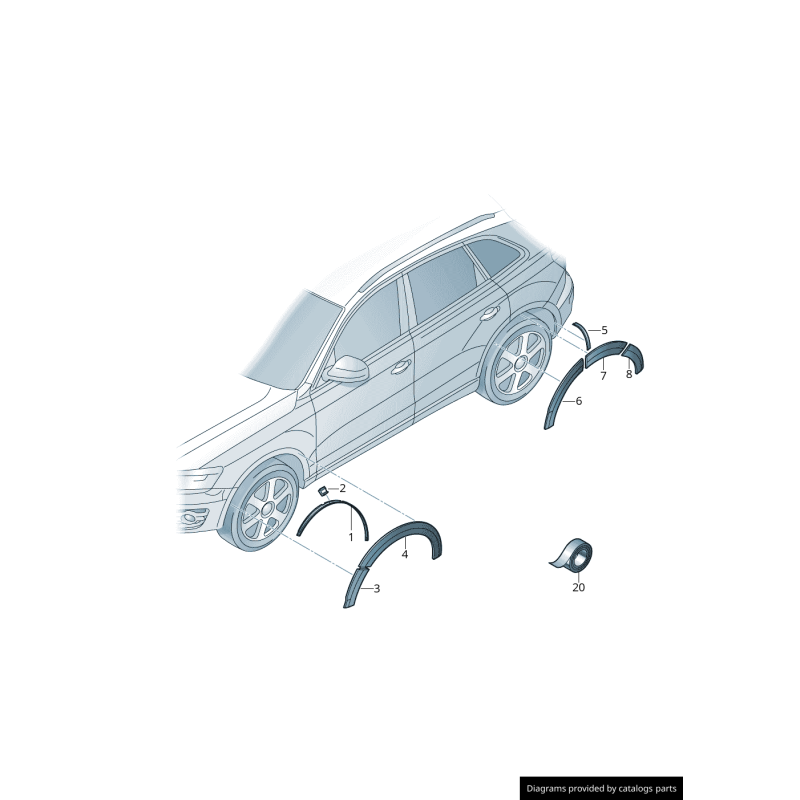 Extension de garniture d'élargissement d'aile de roue, aile avant gauche -  Pièces d'origine Audi